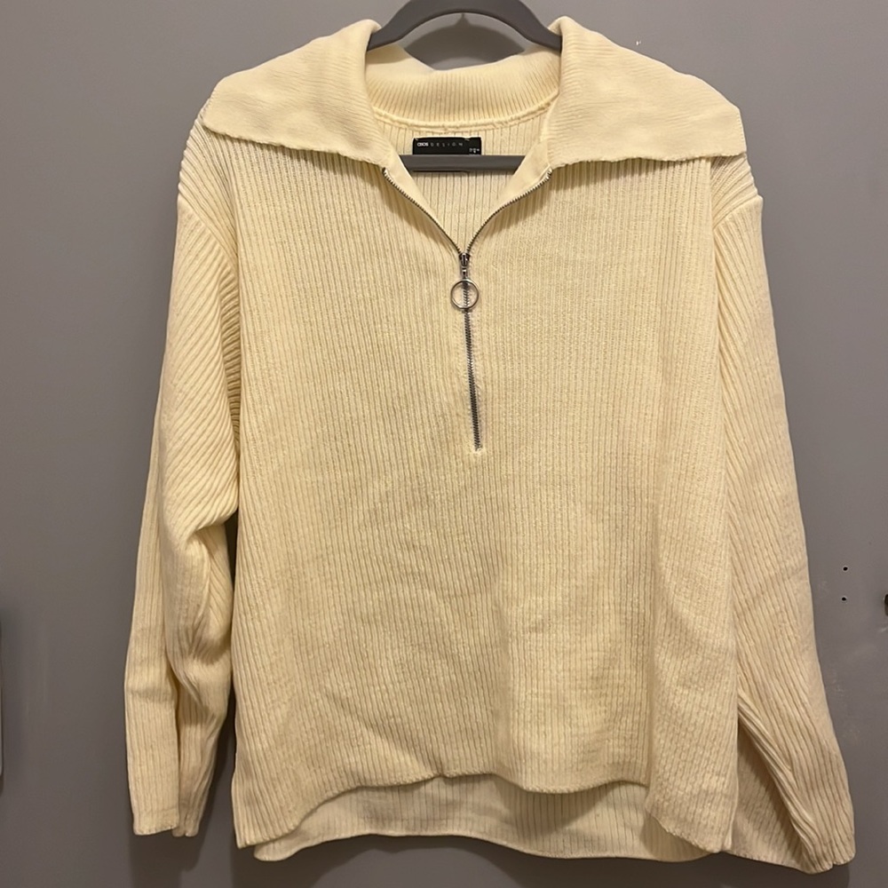 ASOS Cream Zippered Sweater